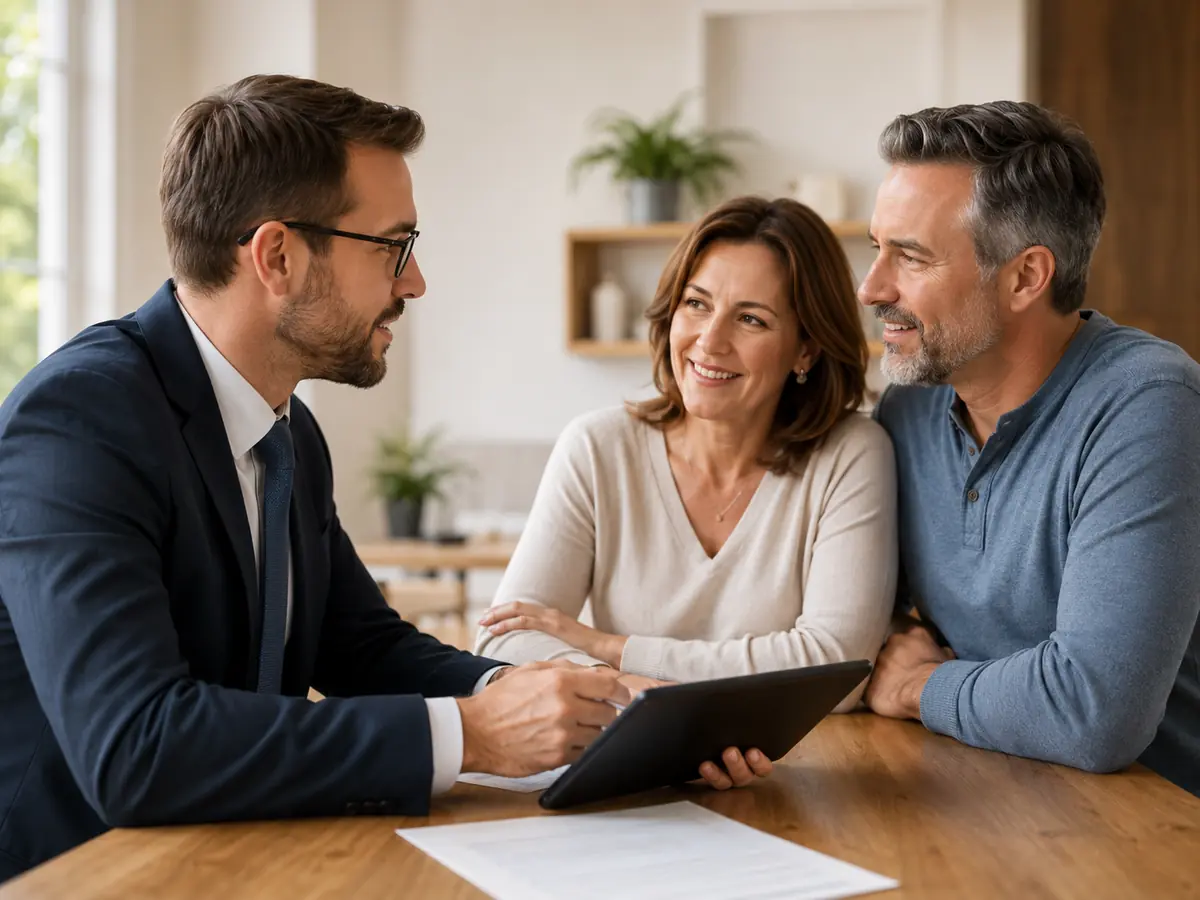Homeowners discussing Chapter 13 mortgage refinancing options with a mortgage professional